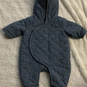 Navy baby boy warm winter one piece. Size 0-3 m